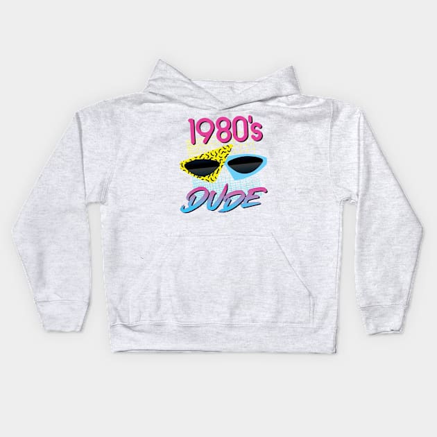 1980s Dude Retro Sunglasses Party Kids Hoodie by andzoo